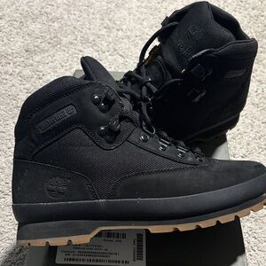 Timberland Men's Black Hiking Boots with Tan Outsole